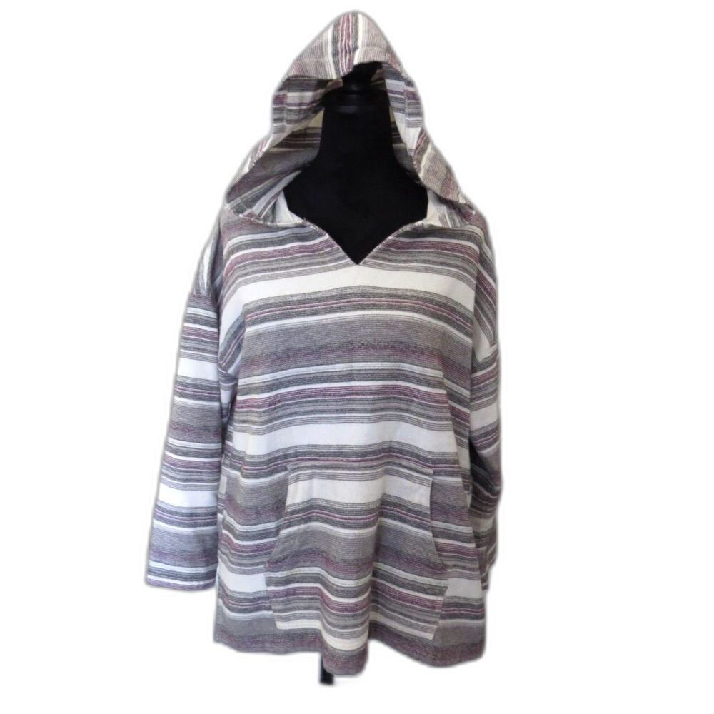 North River Outfitters Womens Baja Pullover Hoodie Striped L EUC - Picture 2 of 11